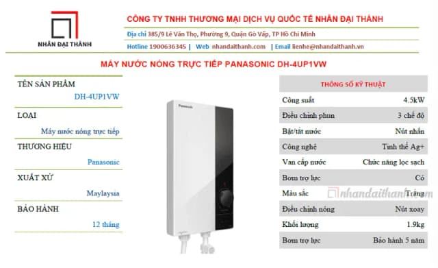 Top 1 so sánh giá Máy nước nóng trực tiếp Panasonic 4500W DH-4UP1VW - Tìm sản phẩm giá rẻ nhất - Ảnh 14