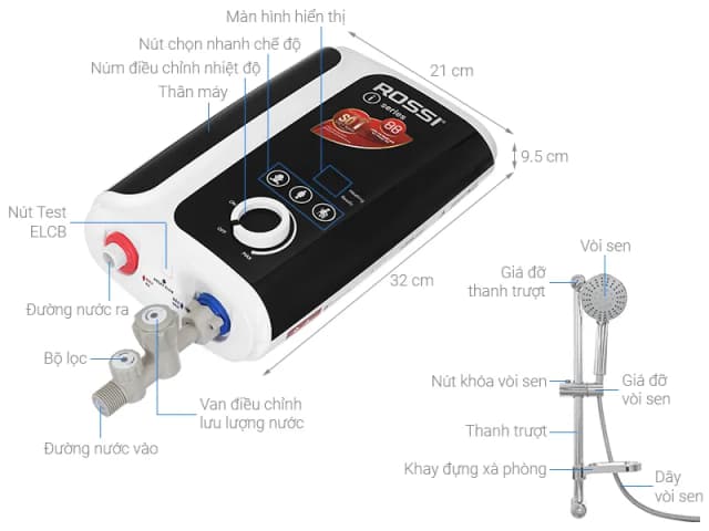 So sánh giá Máy nước nóng trực tiếp Rossi 4500W RIS-450 REP rẻ nhất? - Ảnh 3