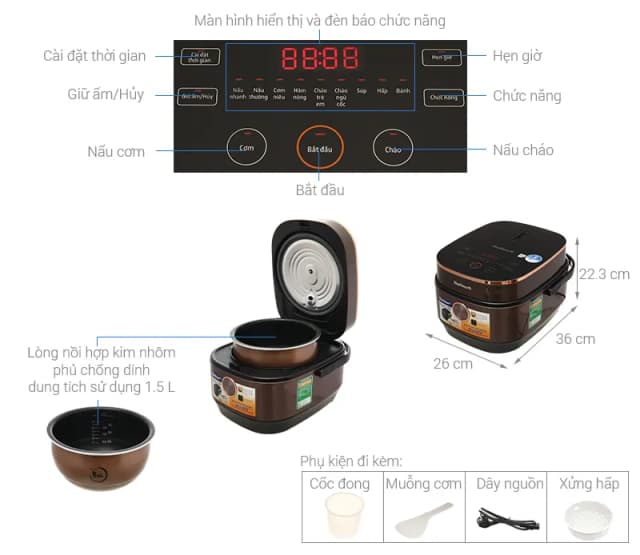 So sánh giá Nồi cơm điện tử BlueStone 1.5 lít RCB-5949 rẻ nhất? - Ảnh 15