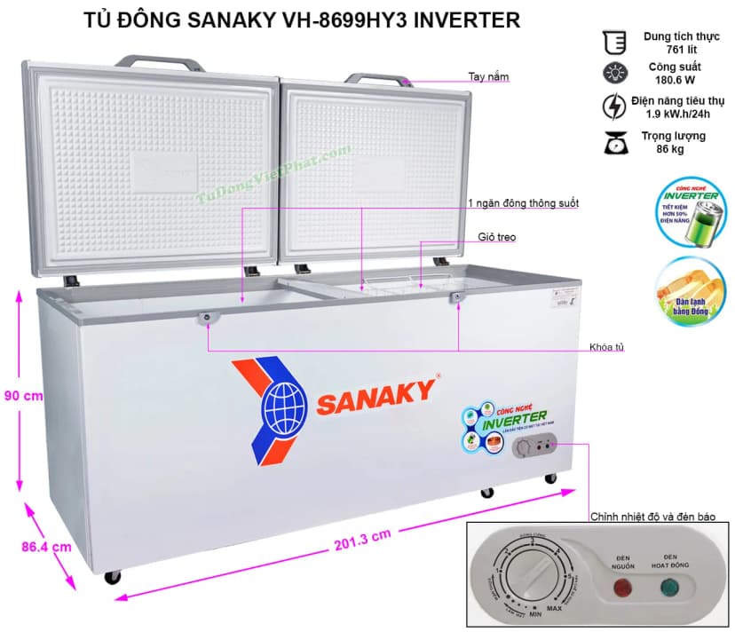 So sánh giá Tủ đông Sanaky 761 lít VH-8699HYK - Tìm sản phẩm giá rẻ nhất - Ảnh 14