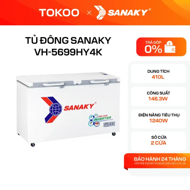 Tủ đông Sanaky Inverter 410 lít VH-5699HY4K - Ảnh 5