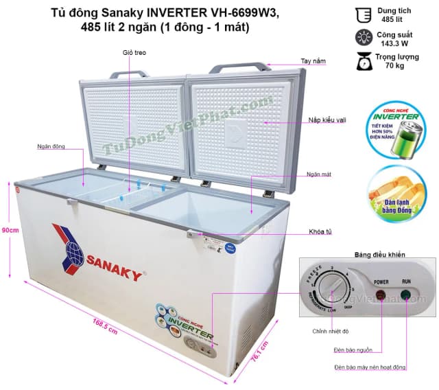 So sánh giá Tủ đông Sanaky Inverter 485 lít VH-6699W3 rẻ nhất? - Ảnh 8