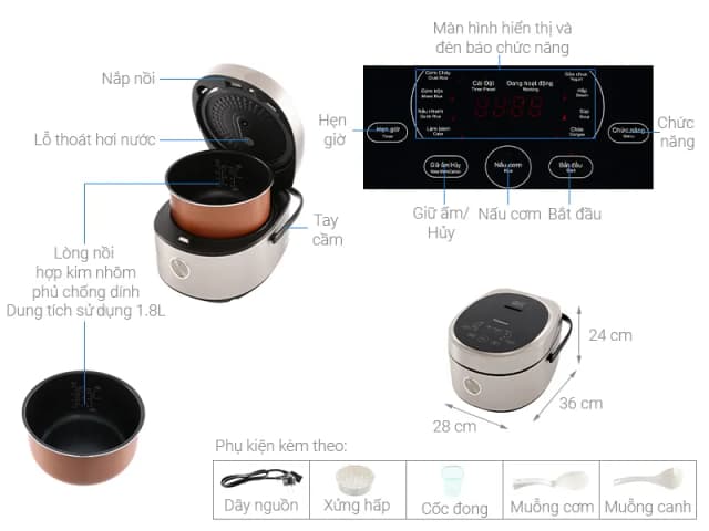 So sánh giá Nồi cơm điện tử Kangaroo 1.8 lít KG18DR12 rẻ nhất? - Ảnh 8