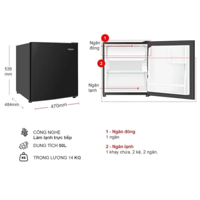 So sánh giá Tủ lạnh Aqua 50 lít AQR-D60FA(BS) rẻ nhất? - Ảnh 5