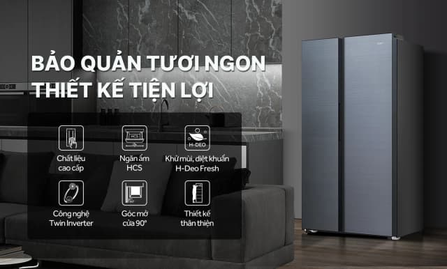 So sánh giá Tủ lạnh Aqua Inverter 569 lít Side By Side AQR-S633XA(WSL) rẻ nhất? - Ảnh 4