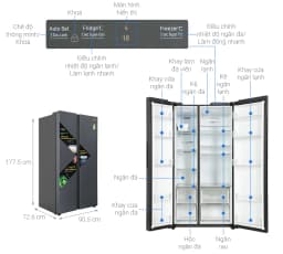Tủ lạnh Aqua Inverter 646 lít Side By Side AQR-S682XA(WGB)