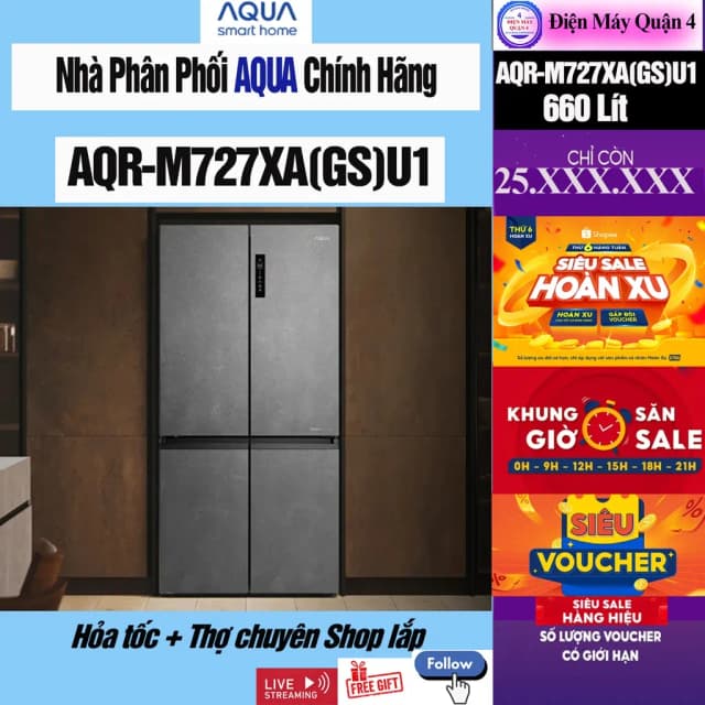 So sánh giá Tủ lạnh Aqua Inverter 660 lít Multi Door AQR-M727XA(GB)U1 rẻ nhất? - Ảnh 15