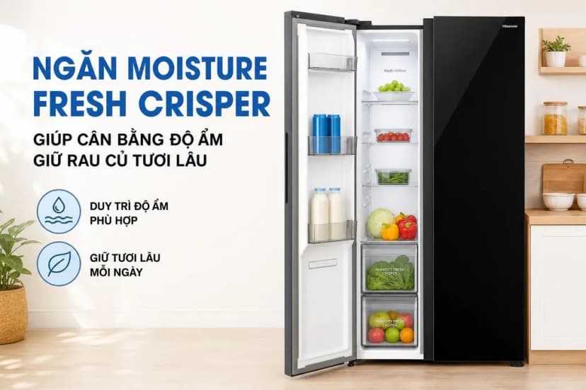 Tủ lạnh Hisense Inverter 544 lít Side By Side RS708N4EBU - Giá rẻ nhất hôm nay - Ảnh 4