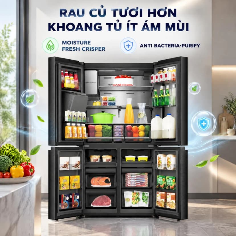 Tủ lạnh Hisense Inverter 615 lít Multi Door RQ600P7AB - Giá rẻ nhất hôm nay - Ảnh 5