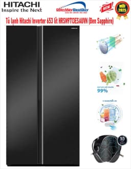 Tủ lạnh Hitachi Inverter 653 lít Side By Side HRSN9713ESAUVN - Giá rẻ nhất hôm nay - Ảnh 1