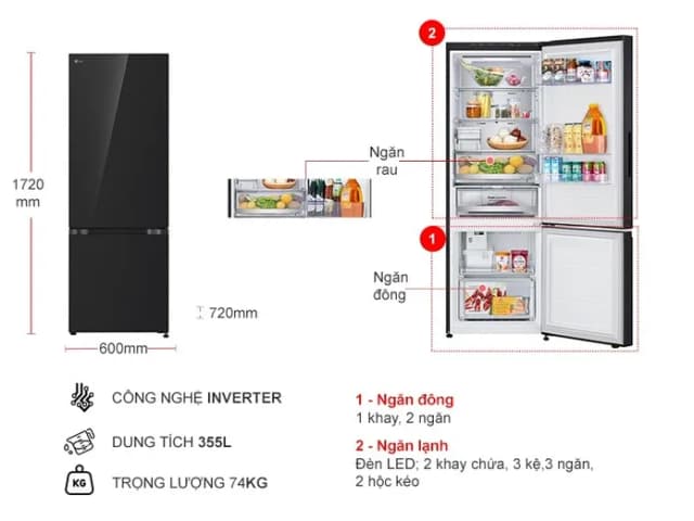 So sánh giá Tủ lạnh LG Inverter 335 lít LBB33BLGA rẻ nhất? - Ảnh 7