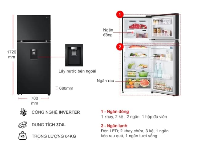So sánh giá Tủ lạnh LG Inverter 374 lít LTD37BLM rẻ nhất? - Ảnh 18