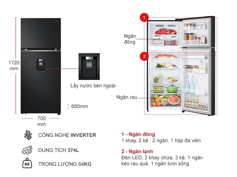Tủ lạnh LG Inverter 374 lít LTD37BLM - Giá rẻ nhất hôm nay - Ảnh 18