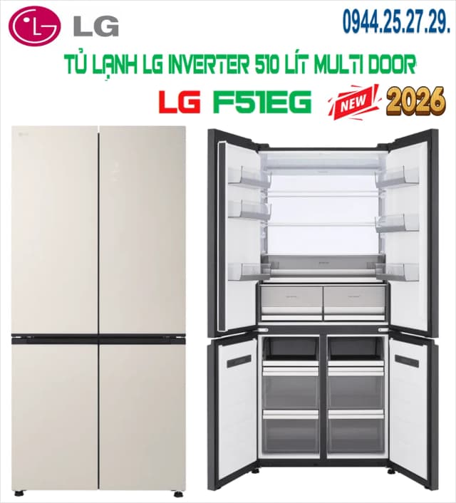So sánh giá Tủ lạnh LG Inverter 510 lít Multi Door F51EG rẻ nhất? - Ảnh 6
