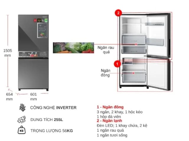 So sánh giá Tủ lạnh Panasonic Inverter 255 lít NR-BV281BGMV rẻ nhất? - Ảnh 9
