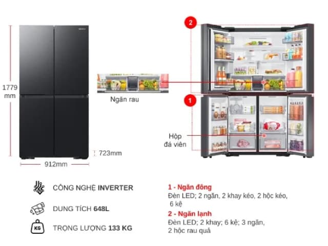 So sánh giá Tủ lạnh Samsung Inverter 648 lít Multi Door RF59C766FB1/SV rẻ nhất? - Ảnh 18