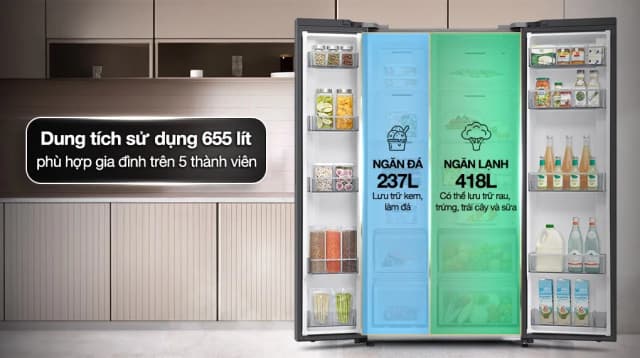 So sánh giá Tủ lạnh Samsung Inverter 655 lít Side By Side RS70F65Q3TSV rẻ nhất? - Ảnh 5
