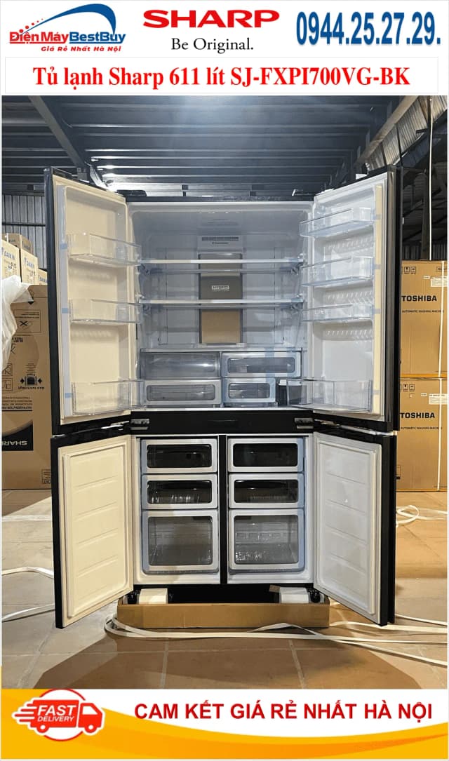 So sánh giá Tủ lạnh Sharp Inverter 611 lít Multi Door SJ-FXPI700VG-BK rẻ nhất? - Ảnh 5