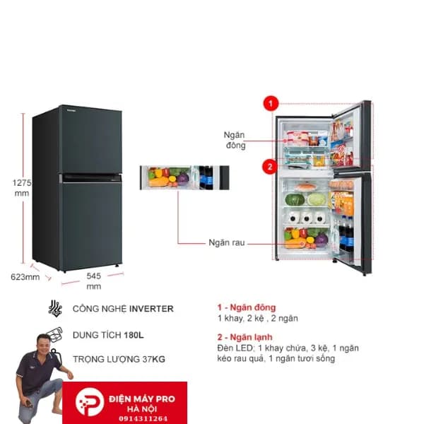 So sánh giá Tủ lạnh Toshiba Inverter 180 lít GR-RT234WE-PMV(52) rẻ nhất? - Ảnh 17