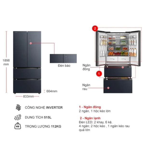 Top 1 so sánh giá Tủ lạnh Toshiba Inverter 521 lít Multi Door GR-RF681WI-PGV(D4) - Tìm sản phẩm giá rẻ nhất - Ảnh 8