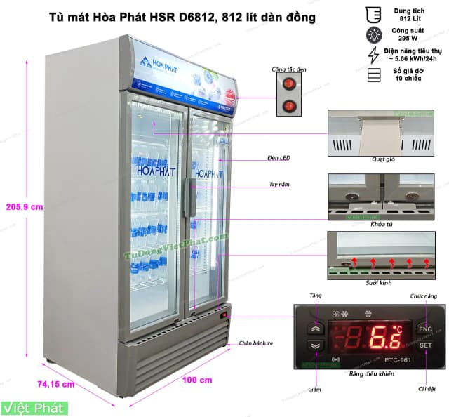 So sánh giá Tủ mát Hòa Phát 812 lít HSR D6812 rẻ nhất? - Ảnh 8