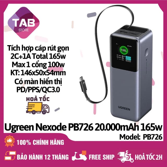 So sánh giá Pin sạc dự phòng 20000mAh Type C PD QC 3.0 165W Ugreen PB726 kèm Cáp dây rút Type C rẻ nhất? - Ảnh 4