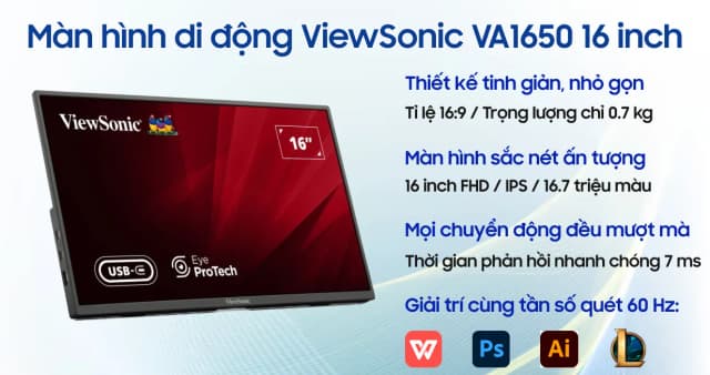 Top 1 so sánh giá Màn hình di động Viewsonic VA1650 (16 inch Full HD, IPS, 60Hz, 7ms) - Tìm sản phẩm giá rẻ nhất - Ảnh 5