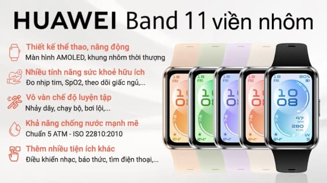 So sánh giá Vòng đeo tay thông minh Huawei Band 11 viền nhôm dây Fluor rẻ nhất? - Ảnh 2