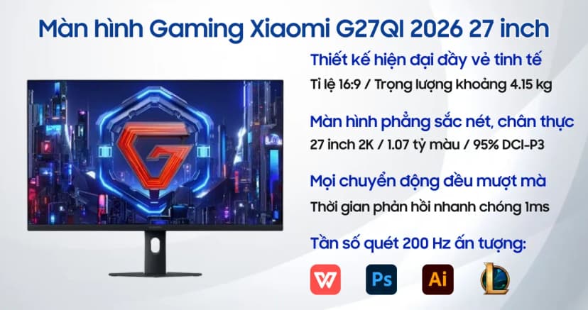 So sánh giá Màn hình Gaming Xiaomi G27Qi 2026 (27 inch, QHD, IPS, 200Hz, 1ms) - Tìm sản phẩm giá rẻ nhất - Ảnh 3