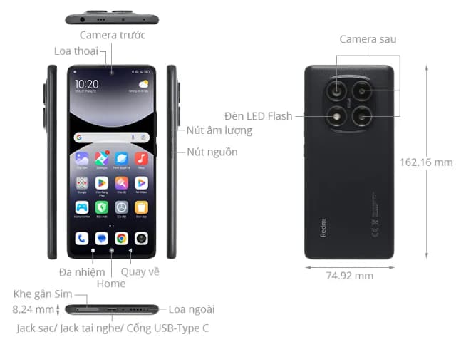 Điện thoại Xiaomi Redmi Note 14 Pro 8GB/256GB - 16