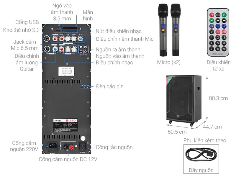 Loa kéo karaoke Zenbos K-360 1200W - Giá rẻ nhất hôm nay - Ảnh 2