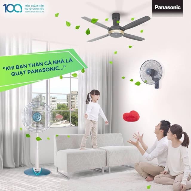 Quạt trần 4 cánh Panasonic F-56XPG có điều khiển (Trắng - Đen) - 3 tốc độ gió - Công suất 59w - Bảo hành 12 tháng - Ảnh 2