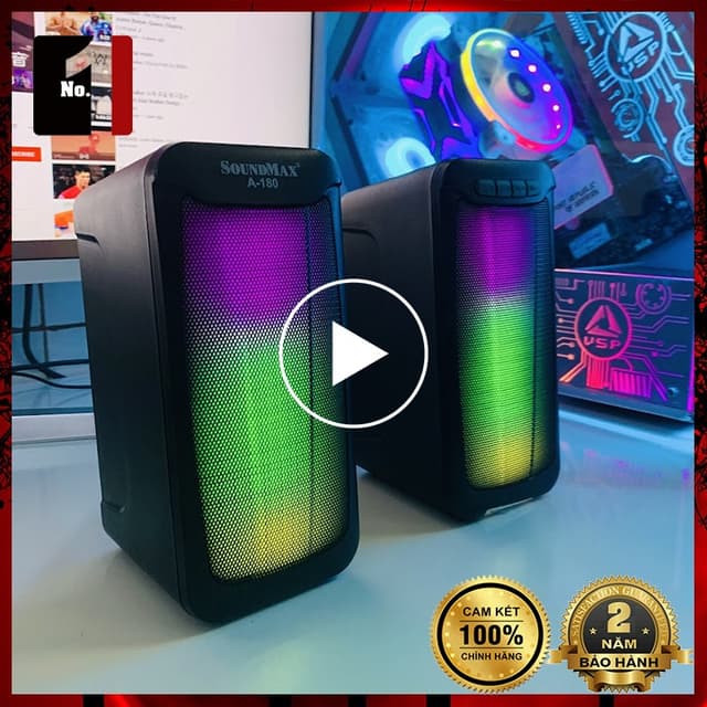 Loa Máy Tính Mini Bluetooth Để Bàn Led Rgb 2.0 SOUNDMAX A180 Loa Vi Tính Laptop Pc Gaming Có Dây Chính Hãng - Ảnh 3