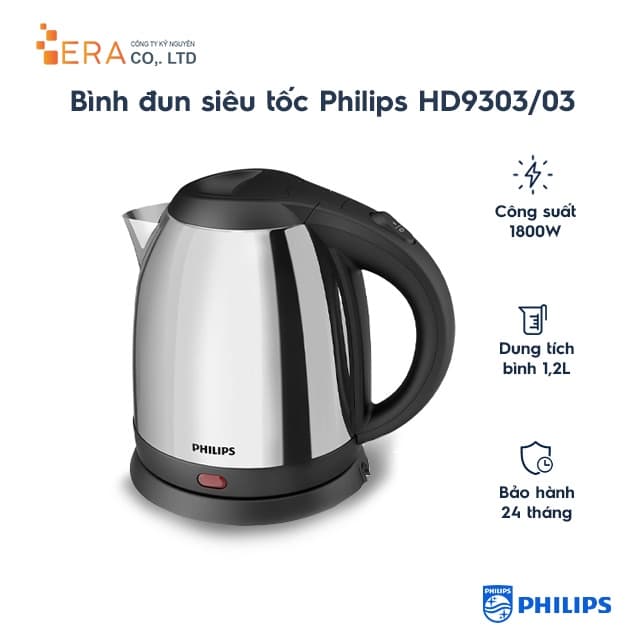 Bình Đun Siêu Tốc Philips HD9303 1.2 lít chất liệu Inox Cao Cấp - Hàng Chính Hãng - Ảnh 5