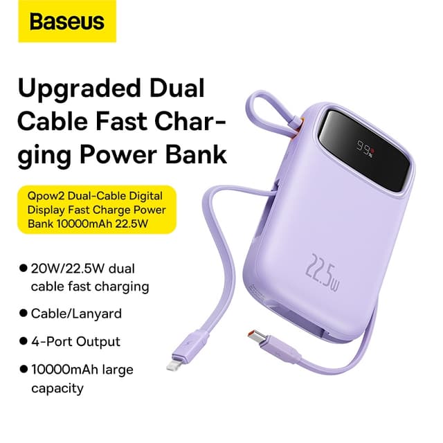 Sạc dự phòng Qpow2 BASEUS 20000mAh PD 22.5W 30W hai cổng tiện dụng cho điện thoại - Ảnh 9