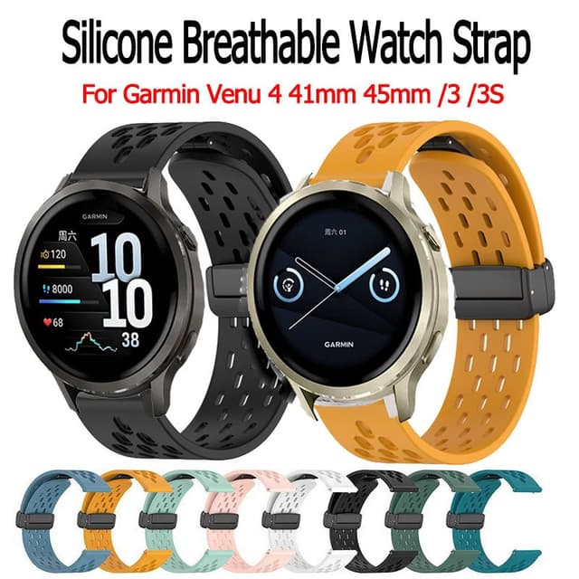 Dây đeo đồng hồ cho Garmin Venu 4 3 3S 45mm 41mm Đồng hồ thông minh Khóa từ tính Dây đeo silicon Garmin Venu 4 3s Band - Ảnh 3