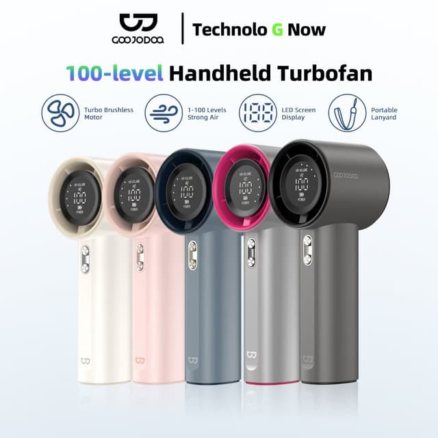 【Tặng quà/Bảo hành nửa năm】GOOJODOQ Quạt Turbo Jet 4000 mAh có thể sạc lại, cầm tay, di động, gió mạnh, tốc độ cao 100 vòng/phút - Ảnh 5