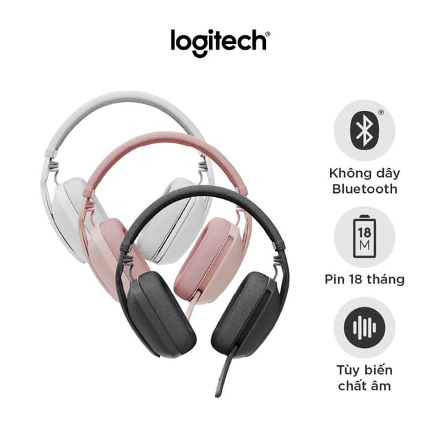 Tai nghe không dây Logitech Zone Vibe 100 - Nhẹ, micrô khử ồn, Bluetooth đa điểm, Teams, Google Meet, Zoom, Mac/PC - Ảnh 8