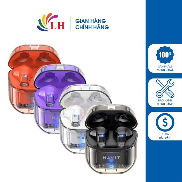 Tai nghe Bluetooth True Wireless Havit TW945 - Hàng chính hãng - Bluetooth v5.1, sử dụng đến 4 giờ, thiết kế trong suốt - Ảnh 7