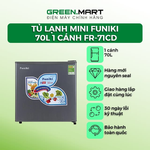 Tủ lạnh Funiki FR-71CD | FR-71DSU tủ mini 74 lít -- Hàng chính hãng -- Giao hàng tại HN -- - Ảnh 1