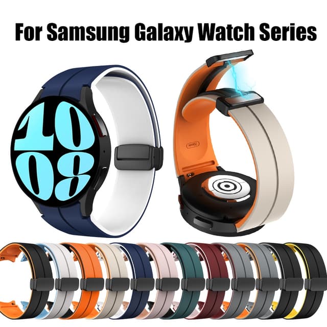 Dây đeo silicon từ tính cho Samsung Galaxy Watch 7 6 5 4 FE Pro 44mm 42mm 45mm Watch7 46mm 40mm Dây đeo cổ tay hai màu Watch6 Classic 47mm 43mm Dây đeo thay thế dây đeo - Ảnh 9