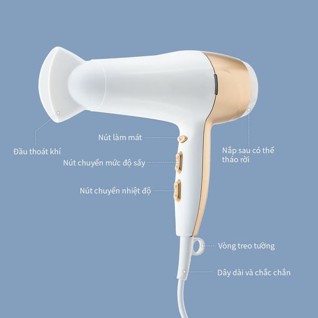 Máy sấy tóc Lock&Lock Màu trắng/ Đen 220-240V ENA136WHT/ENA146BLK Chính hãng  2 Tốc độ - 3 nút ấn - Ảnh 10