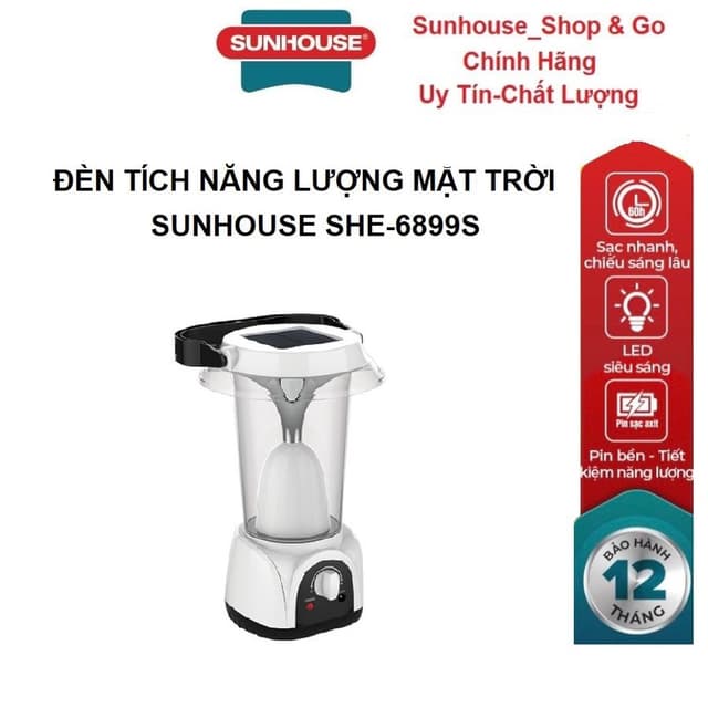 Đèn sạc tích điện sạc năng lượng mặt trời, đèn dự phòng bóng LED Sunhouse SHE-6899S _Hàng chính hãng - Ảnh 10