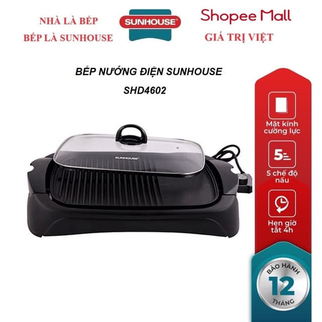 BẾP NƯỚNG ĐIỆN SUNHOUSE SHD4602 - Ảnh 4
