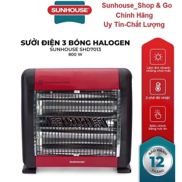 Sưởi điện hồng ngoại 2 bóng SUNHOUSE SHD7013_Hàng chính hãng - Ảnh 6