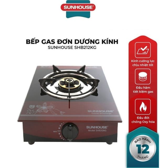 Bếp gas đơn dương kính sunhouse SHB212KG - Ảnh 11