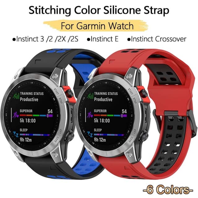 Nhấn Khâu Màu Dây Đeo Silicon Cho Garmin Instinct 3 E 45mm 50mm 2X 2 2S Crossover Năng Lượng Mặt Trời Chiến Thuật AMOLED Tản Nhiệt Phát Hành Nhanh Khóa Ngược Dây Đeo Tay - Ảnh 3
