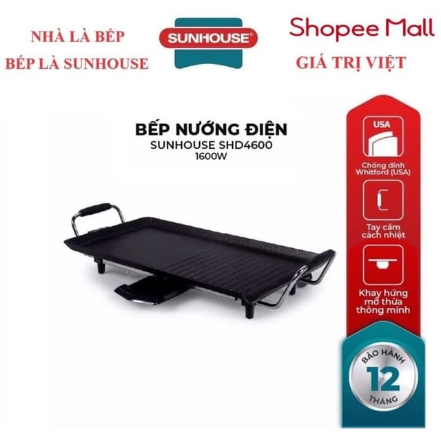Bếp nướng điện Sunhouse SHD4600, Công suất 1600W - Ảnh 8