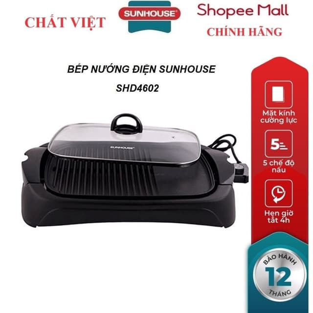 BẾP NƯỚNG ĐIỆN SUNHOUSE SHD4602 - Ảnh 9