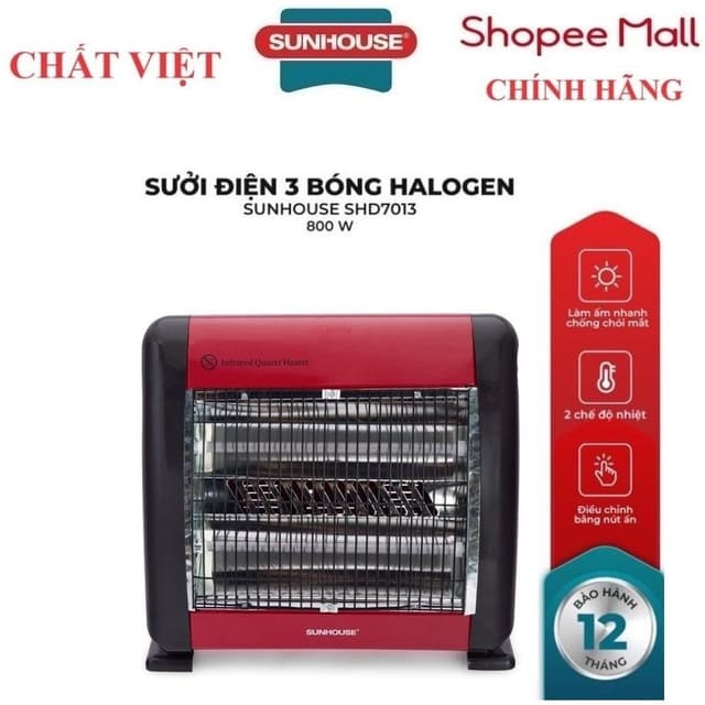 Sưởi điện hồng ngoại 2 bóng SUNHOUSE SHD7013 - Ảnh 7